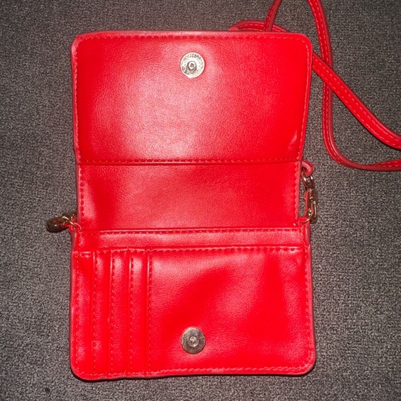ON 34TH Red Faux Leather Bow Crossbody Bag with Wallet Interior - Picture 4 of 5
